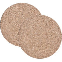 Zeller Pannenonderzetter - 2x - kurk - rond - Dia 17 cm - tot 220 graden - ovenschalen/kookpannen - Panonderzetters