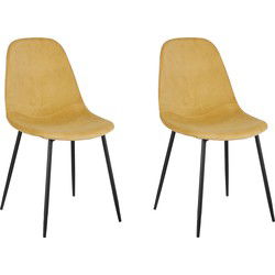 Mica Decorations Corby Eetkamerstoel - Set van 2 - Gerecycled polyester - Beige