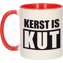 Kerst is kut cadeau mok/beker rood Kerstmis / kerstcadeau 300 ml - Bekers