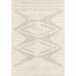 Hoogpolig Shaggy Boho Tapijt NURIA - Wit/Beige - 160x220 cm