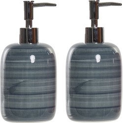 2x stuks zeeppompjes/zeepdispensers blauw polystone 300 ml - Zeeppompjes