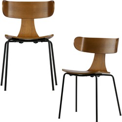 BePureHome Form Eetkamerstoelen - Hout - Bruin - Set van 2
