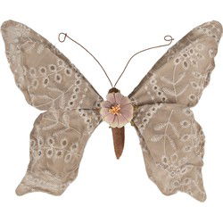 Clayre & Eef Decoratie Vlinder Beige Synthetisch