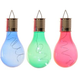 3x Buitenlampen/tuinlampen lampbolletjes/peertjes 14 cm blauw/groen/rood - Buitenverlichting