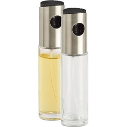 2x Glazen azijn/olie flesjes met verstuiver 100 ml - Olie- en azijnstellen
