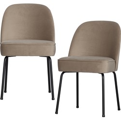 BePureHome Vogue Eetkamerstoelen - Fluweel - Khaki - Set van 2 