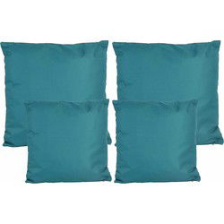 Bank/tuin kussens set - binnen/buiten - 4x stuks - petrol blauw - In 2 formaten - Sierkussens
