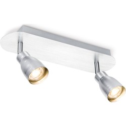 Moderne LED Opbouwspot Alba - Geborsteld staal - 120/25/4.5cm - Dimbaar - plafonniere gemaakt van metaal - inclusief LED lichtbron - GU10 fitting - 5W - 390lm - 3000K - warm wit licht