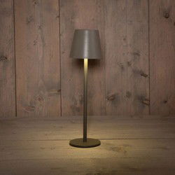 Draadloze tafellamp warm wit dimbaar LED inclusief USB kabel 36.5x11.5cm mat grijs