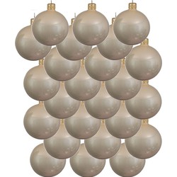 24x Glazen kerstballen glans licht parel/champagne 8 cm kerstboom versiering/decoratie - Kerstbal