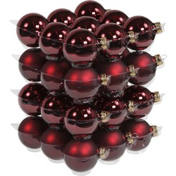 36x Glazen kerstballen mat/glans bordeaux rood 6 cm - Kerstbal