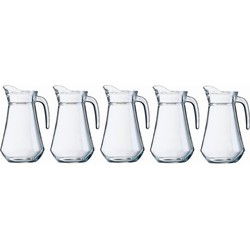 5x Sapkan/waterkan van glas 1600 ml - Schenkkannen