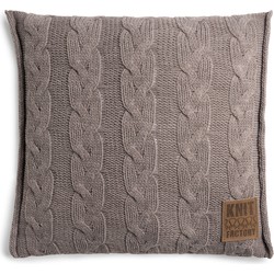 Knit Factory Sasha Sierkussen - Taupe - 50x50 cm - Inclusief kussenvulling