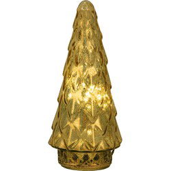 Clayre & Eef Kerstdecoratie met LED-verlichting Kerstboom Ø 11x24 cm Goudkleurig Glas