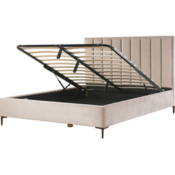 Beliani SEZANNE - Tweepersoonsbed-Beige-Fluweel
