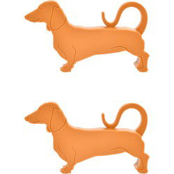 Esschert deurstopper/deurwig teckel - 2x - kunststof - bruin - 15 x 9 x 3 cm - Deurstoppers