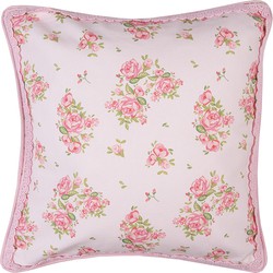 Clayre & Eef Kussenhoes Stoelkussen  40x40 cm Roze Katoen Rozen