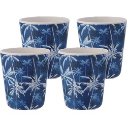 Excellent Houseware drinkbeker - 4x - kunststof/melamine - met print - 9 x 11 cm - 440 ml - Drinkbekers