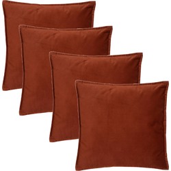 Atmosphera Bank/sierkussens huiskamer Sophia - 4x - 45 x 45 cm - Terracotta - polyester - met rits - Sierkussens