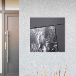 Brievenbus met krantenvak 37x36,5x11 cm antraciet/zwart marmer-look staal ML design, modern asymmetrisch ontwerp
