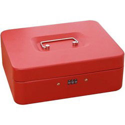 Decopatent® Geldkistje met Cijferslot - Geldkist - Geldkist met cijferslot - 3-Cijfercombinatie - Biljet en muntenbakje - Afm. 25 x 20 x 8.8 Cm - ROOD
