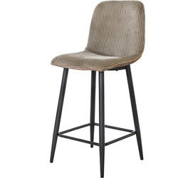 Barstoel - Zand Ribstof - Zithoogte 67cm - Rib Rock - Set van 2