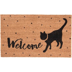 Clayre & Eef Deurmat  75x45 cm Bruin Kokosvezel Rubber Rechthoek Welcome Kokosmat