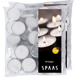 Spaas kaarsen 60x witte theelichtjes/waxinelichtjes - 4,5 branduren - geurkaarsen