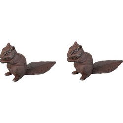 Esschert deurstopper eekhoorn - 2x - 0.6 kg - gietijzer - bruin - Deurstoppers