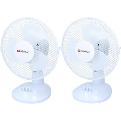 2x Voordelige tafel ventilator wit 23 cm - Ventilatoren