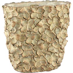 PTMD Linzy Ovale Bloempot - 30 x 15 x 27,5 cm - Cement - Antiek goud