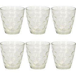 6x Stuks transparante waterglazen/drinkglazen cirkels relief 300 ml van glas - Drinkglazen