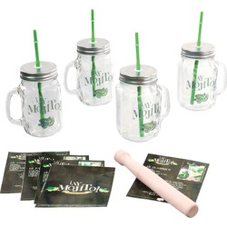 Secret de Gourmet Cocktails/mojito glazen set - 4x stuks - met accessoires - 500 ml - Cocktailglazen