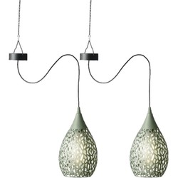 2x stuks groene solar tuinverlichting hanglamp ijzer 21 cm - Buitenverlichting