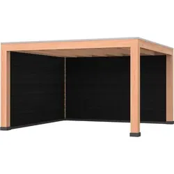 Douglas overkapping, 400 x 400, met zwarte achterwand en zijwand, Westwood Modern