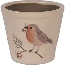 Clayre & Eef Bloempot Beige Keramiek Vogel