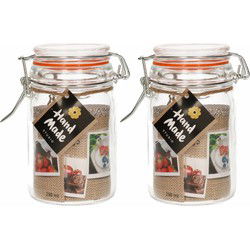 Weckpot - 2x stuks - glas - confituren pot - rode rubberen ring - Weckpotten