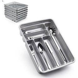 Plasticforte Bestekbak - 6-vaks - zilverkleurig - 40 x 30 x 7 cm - Bestekbakken
