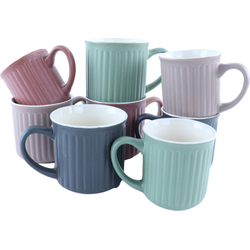 OTIX Koffiekopjes - met Oor - Set van 8 - Koffietassen - 200ml - 250ml - Theemok - Aardewerk - MOSS