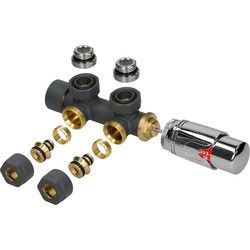 Kranenset Multiblock antraciet hoekvorm incl. LuxeBath thermostaatkop