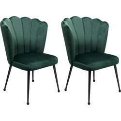 Set van 2 stoelen van donkergroen fluweel met metalen poten, 55 cm  QUINN