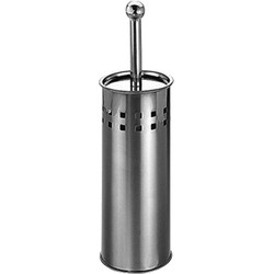Toiletborstel met houder - RVS - 38 cm - WC borstels - zilverkleurig - Toiletborstels