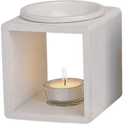 Geurbrander voor amberblokjes/geurolie- keramiek - wit - 11x13cm - Geurbranders
