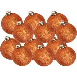 Kerstversiering set glitter kerstballen oranje 6 - 8 cm - pakket van 30x stuks - Kerstbal