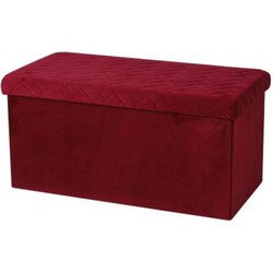 Hocker bank - poef XXL - opbergbox - bordeaux rood - polyester/mdf - 76 x 38 x 38 cm - Poefs