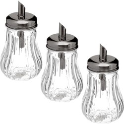 6x stuks suikerpot/suikerstrooier glas met RVS tuit 180ml - Suikerstrooiers