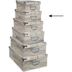 5Five Opbergdoos/box - Houtprint licht - 32 x 21 x 12 cm - Karton - Opbergbox