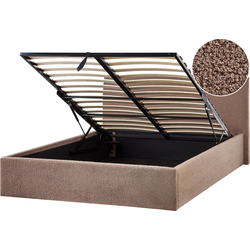 Beliani ORBEY - Tweepersoonsbed-Bruin-Bouclé