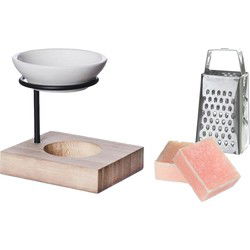 Ideas4seasons Amberblokjes/geurblokjes cadeauset - roos - inclusief geurbrander en mini rasp - Geurbranders