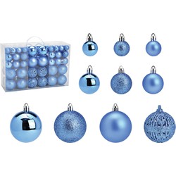 G. Wurm kerstballen - 100x stuks - 3, 4 en 6 cm - blauw - kunststof - Kerstbal